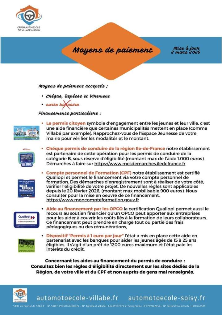 Moyens de paiement  Évry