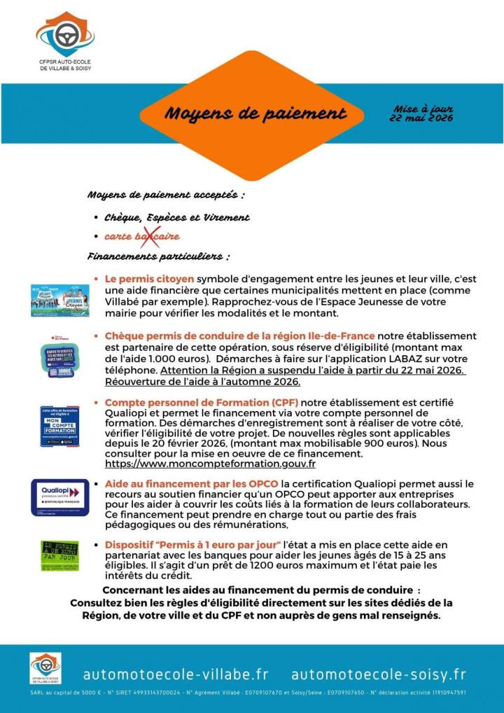 Moyens de paiement  Évry