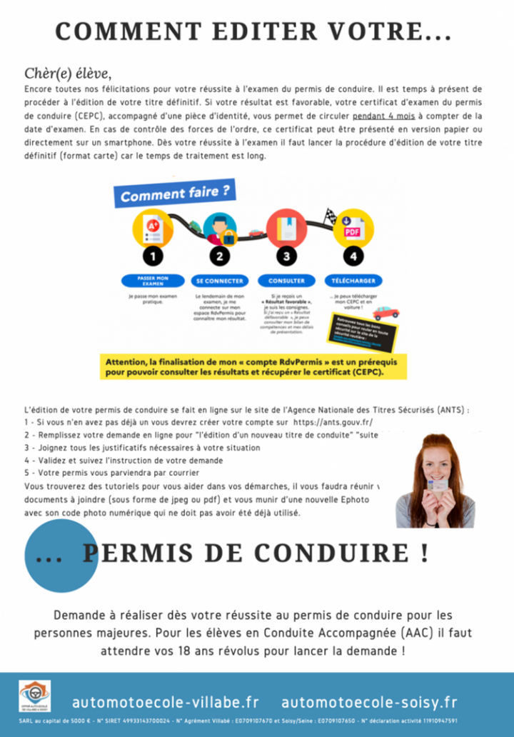 Edition permis conduire Évry