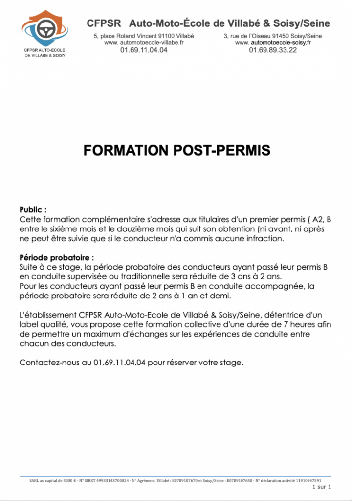 Affichage Post permis Évry