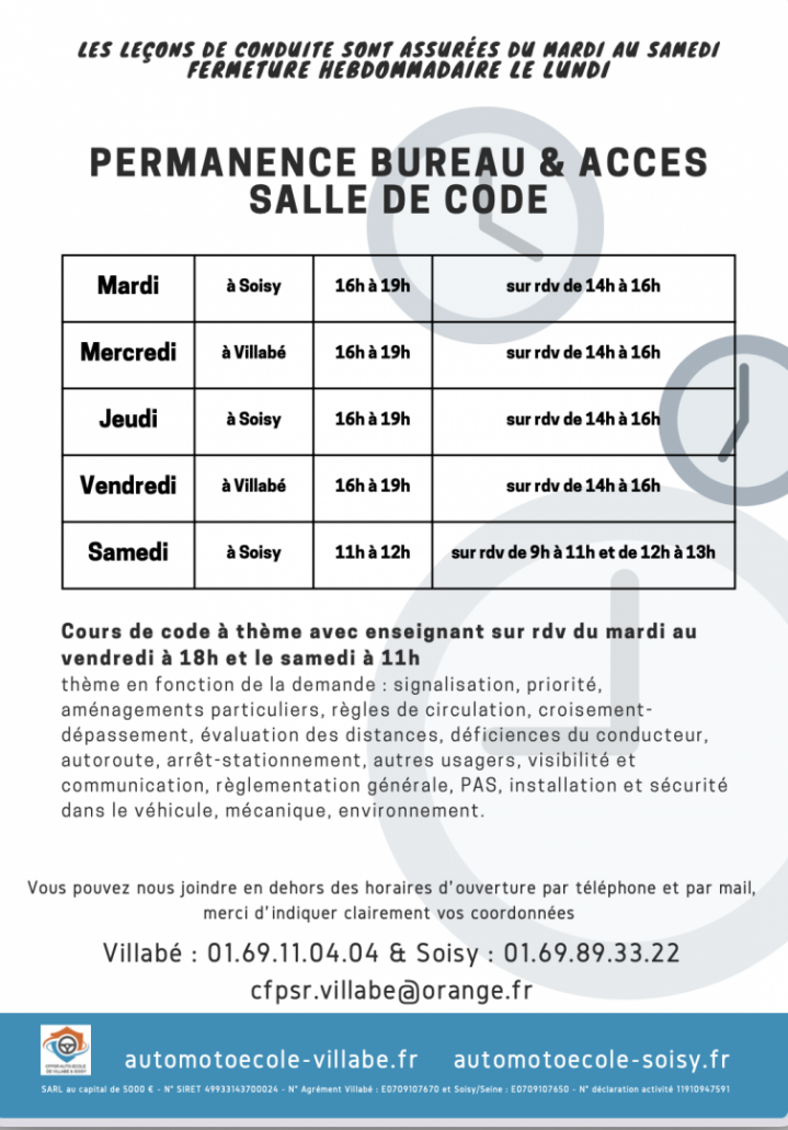 Horaires d'ouverture Évry