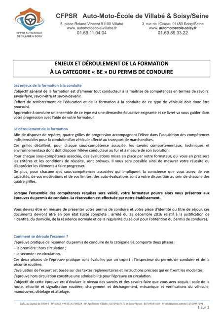 Enjeux Permis BE Évry