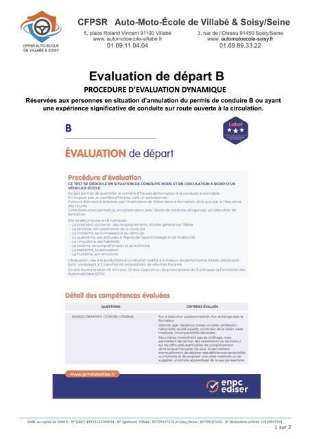 Evaluation de départ B-Dynamique Évry
