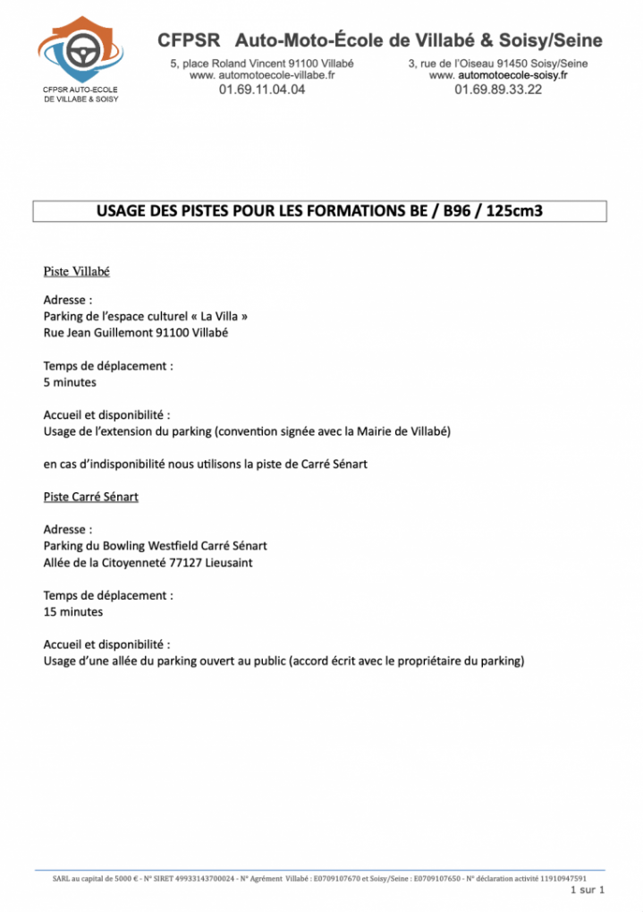 Piste conditions d'utilisation Évry