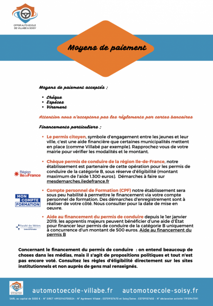 Moyens de paiement  Évry